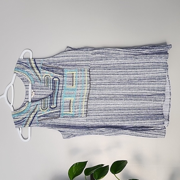 TRIBAL jeans v neck striped Aztec tunic top blouse top medium - Picture 1 of 5